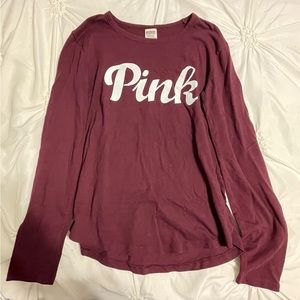 Maroon long sleeve shirt. With PINK logo